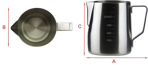 Tiamo Mirror Finish 18-8 Stainless Steel Milk Pitcher with Mark - BUNAMARKET