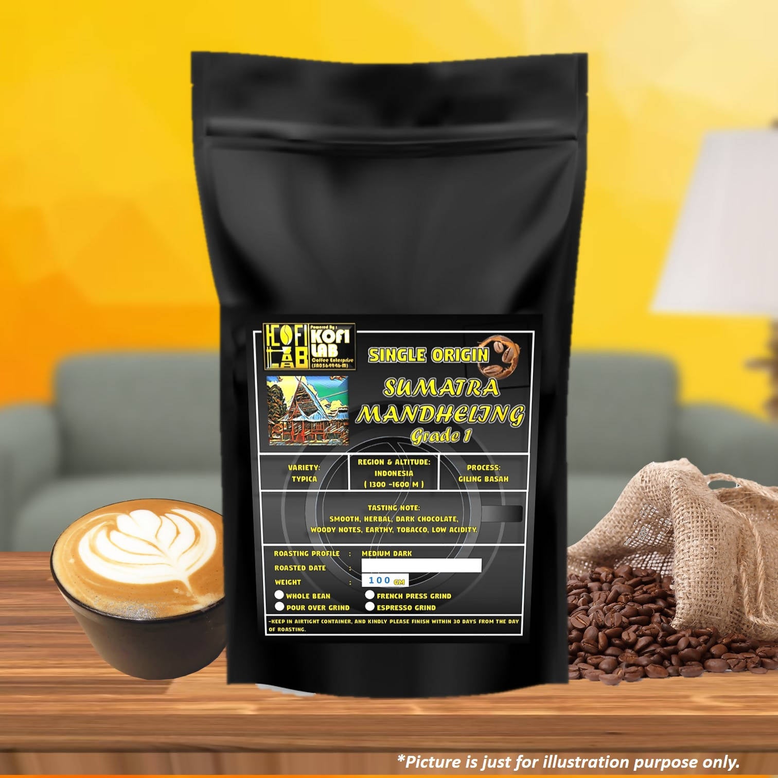 [Medium Dark] Sumatra Mandheling Grade Arabica Roasted Coffee Beans "KOFI LAB" - BUNAMARKET