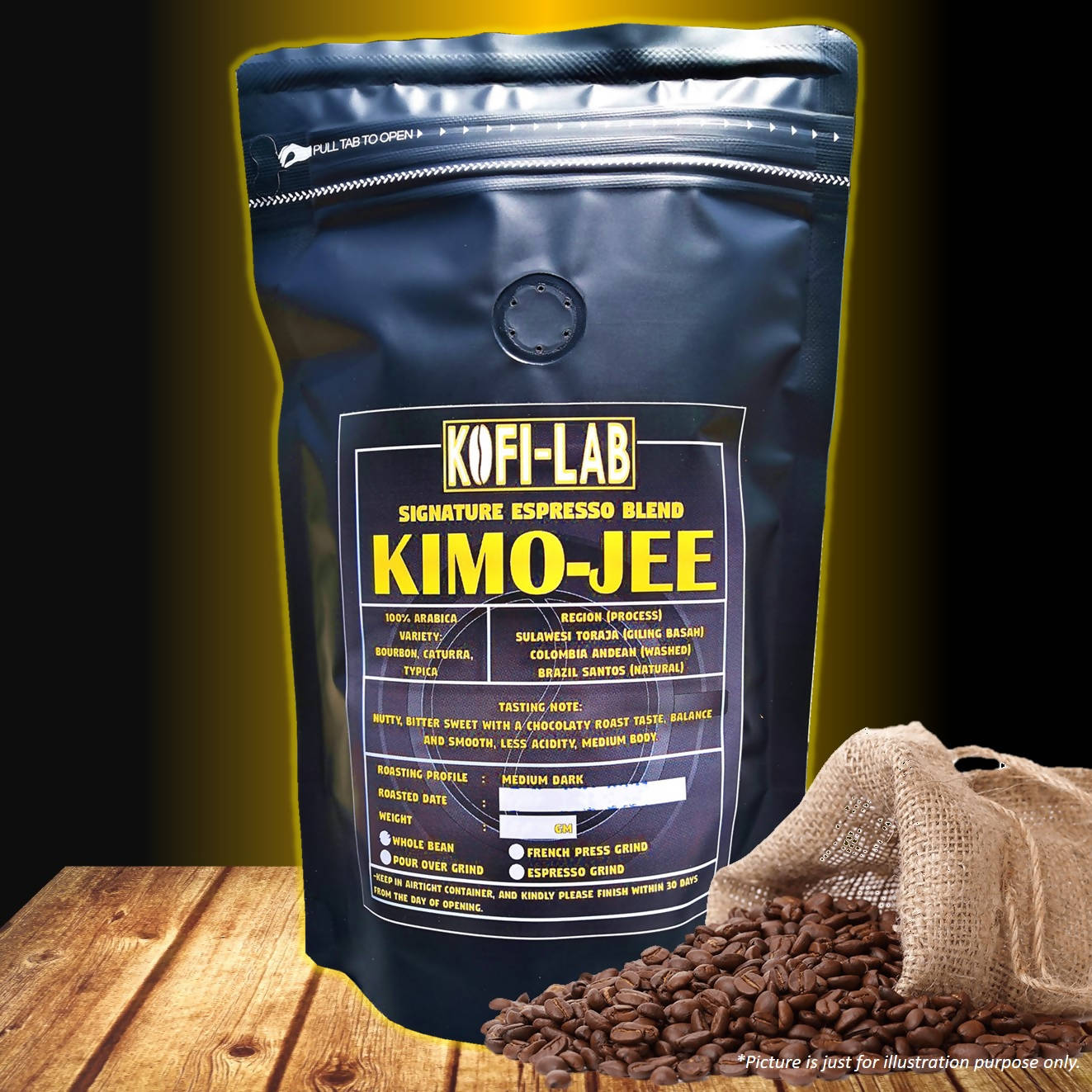 Espresso Blend "Kimo-jee" 100% Arabica Medium Dark Roasted Coffee Beans "Kofi-Lab" - BUNAMARKET